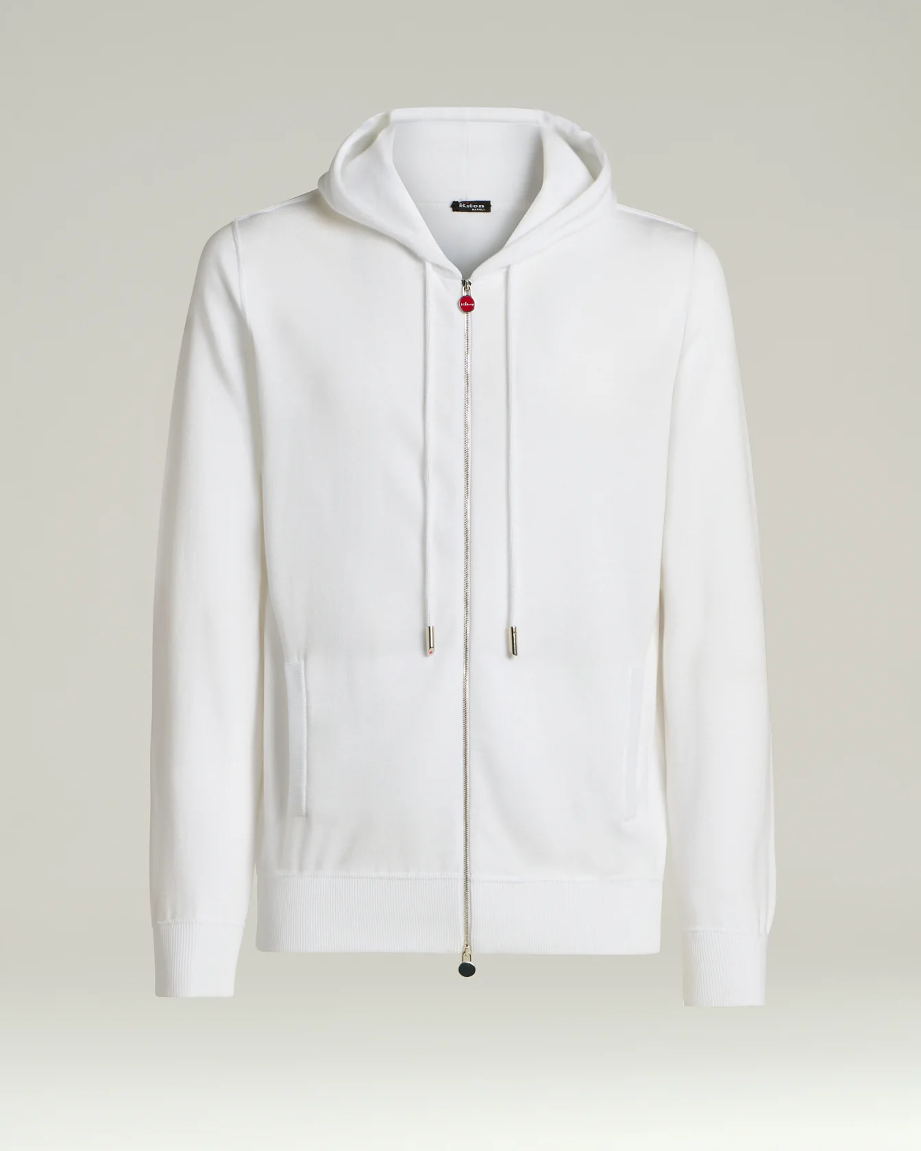 WHITE PURE COTTON HOODED SWEATSHIRT