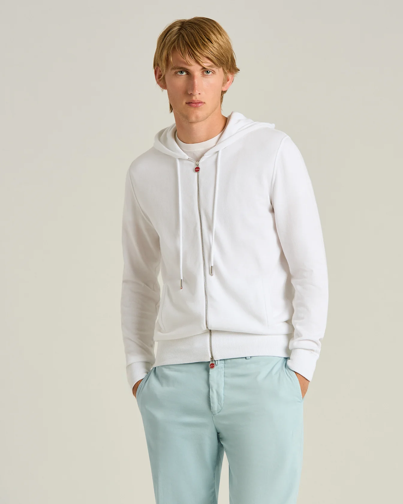 WHITE PURE COTTON HOODED SWEATSHIRT - Image 2