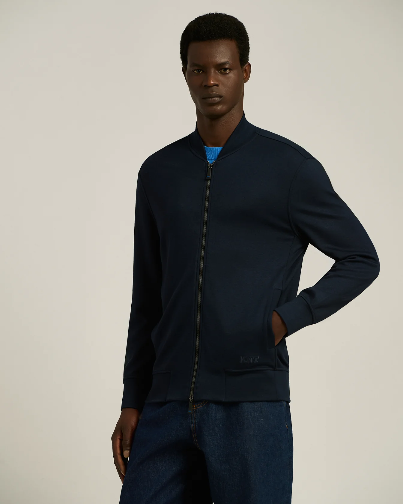 STRETCH VISCOSE JERSEY ZIP-UP SWEATSHIRT - Image 2