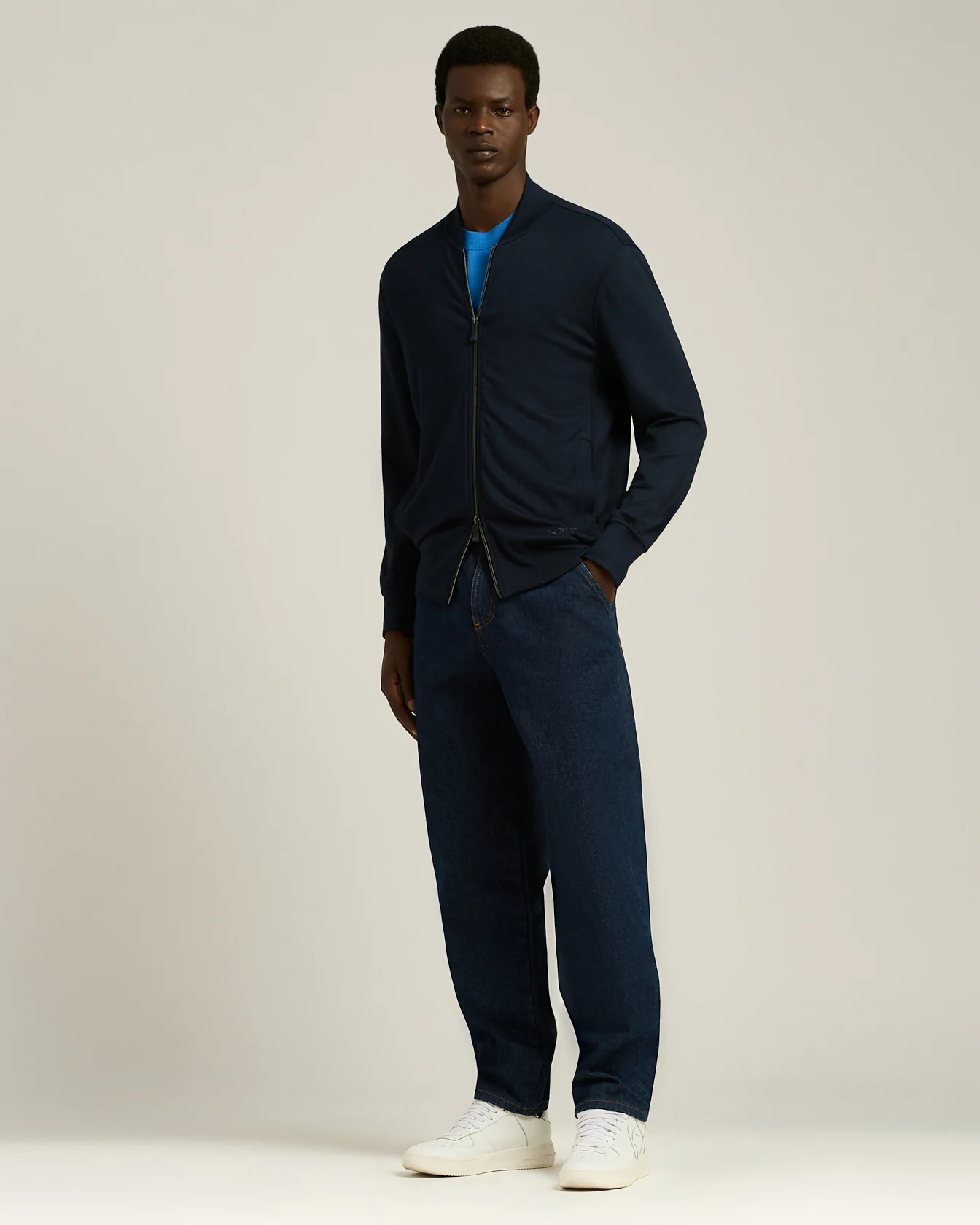 STRETCH VISCOSE JERSEY ZIP-UP SWEATSHIRT - Image 5