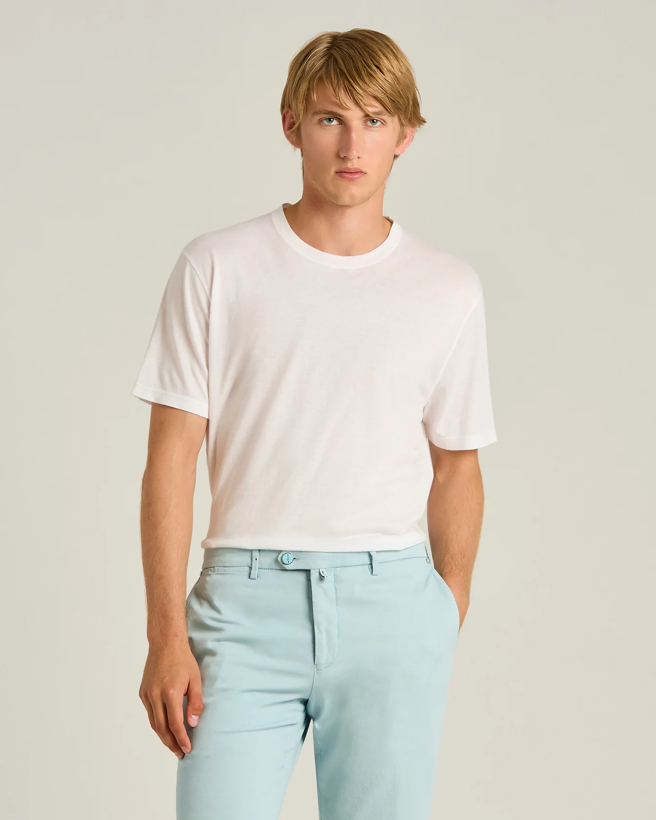 COTTON AND CASHMERE BLEND T-SHIRT IN WHITE - Image 2