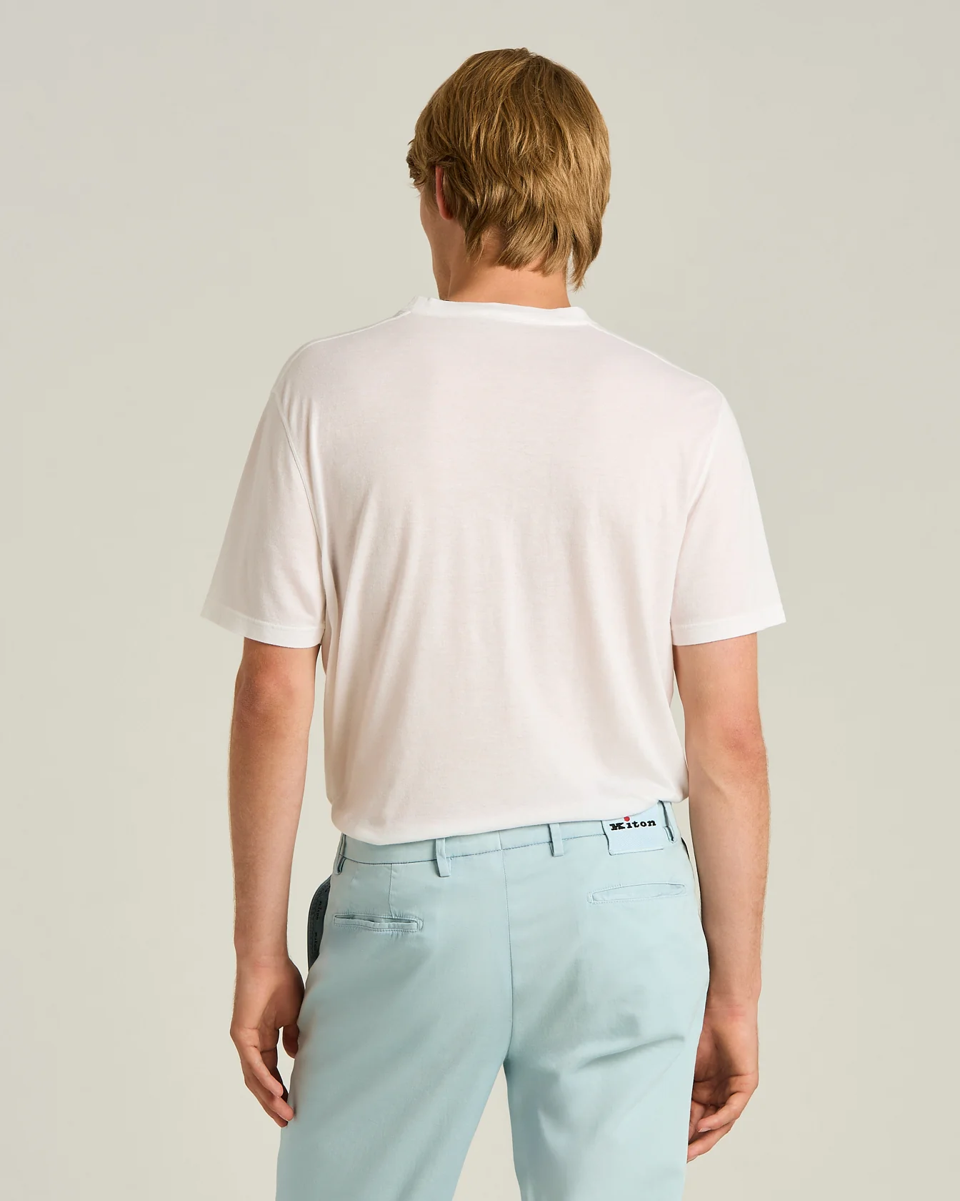 COTTON AND CASHMERE BLEND T-SHIRT IN WHITE - Image 3