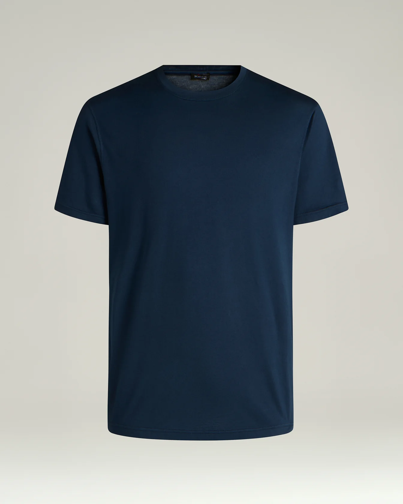 COTTON AND CASHMERE BLEND T-SHIRT IN NAVY BLUE