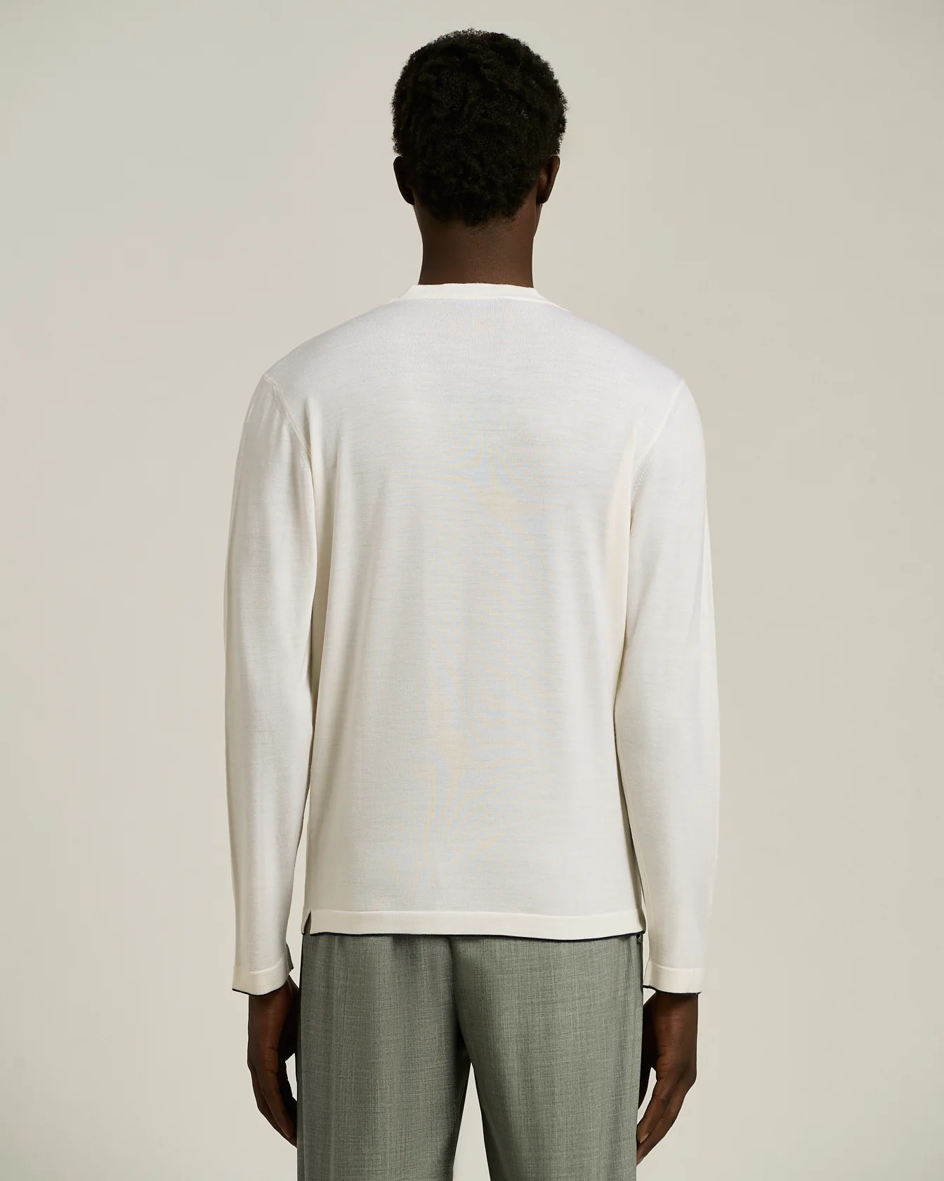 LONG SLEEVE T-SHIRT IN EXTRA FINE VIRGIN WOOL WHITE - Image 3
