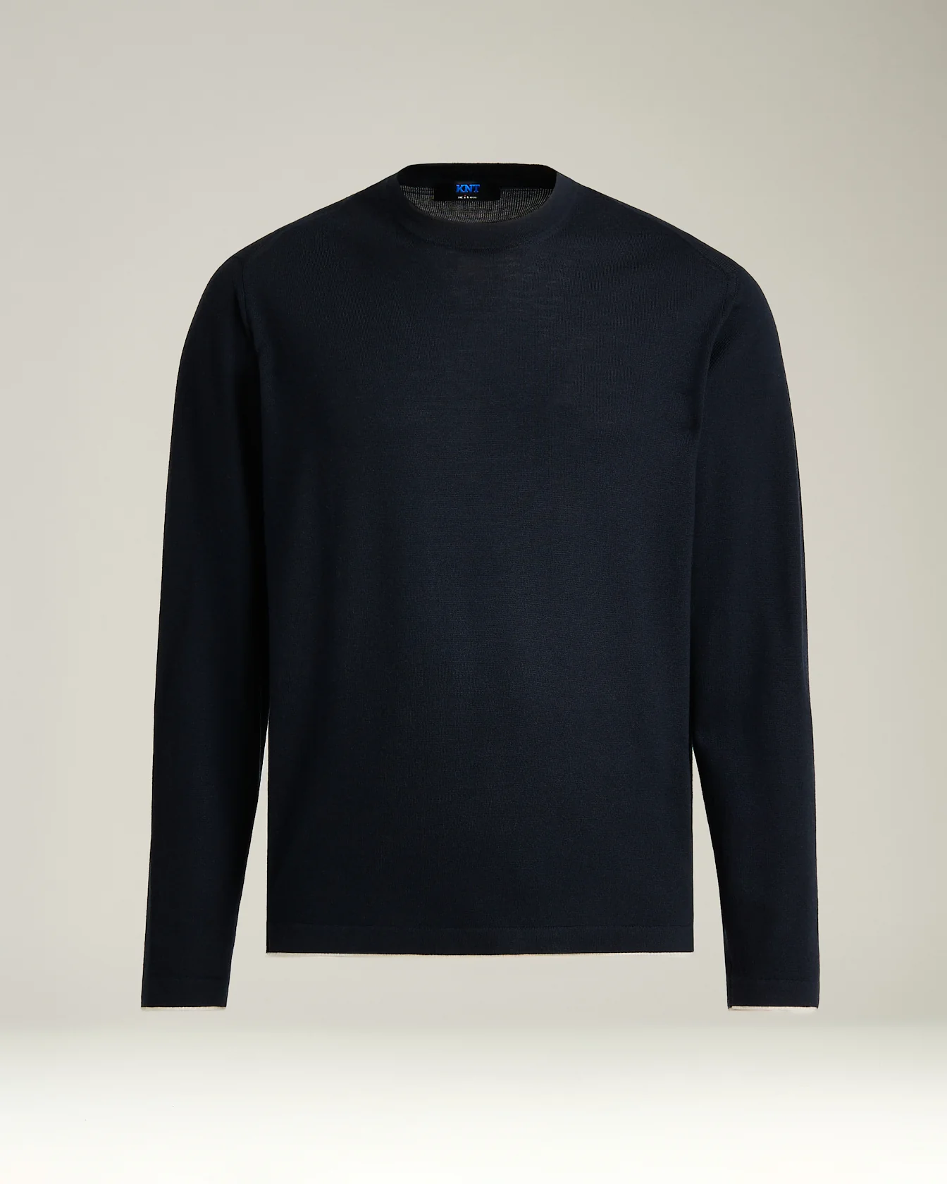 CREW NECK LONG SLEEVE SWEATER IN EXTRA-FINE VIRGIN WOOL NAVY