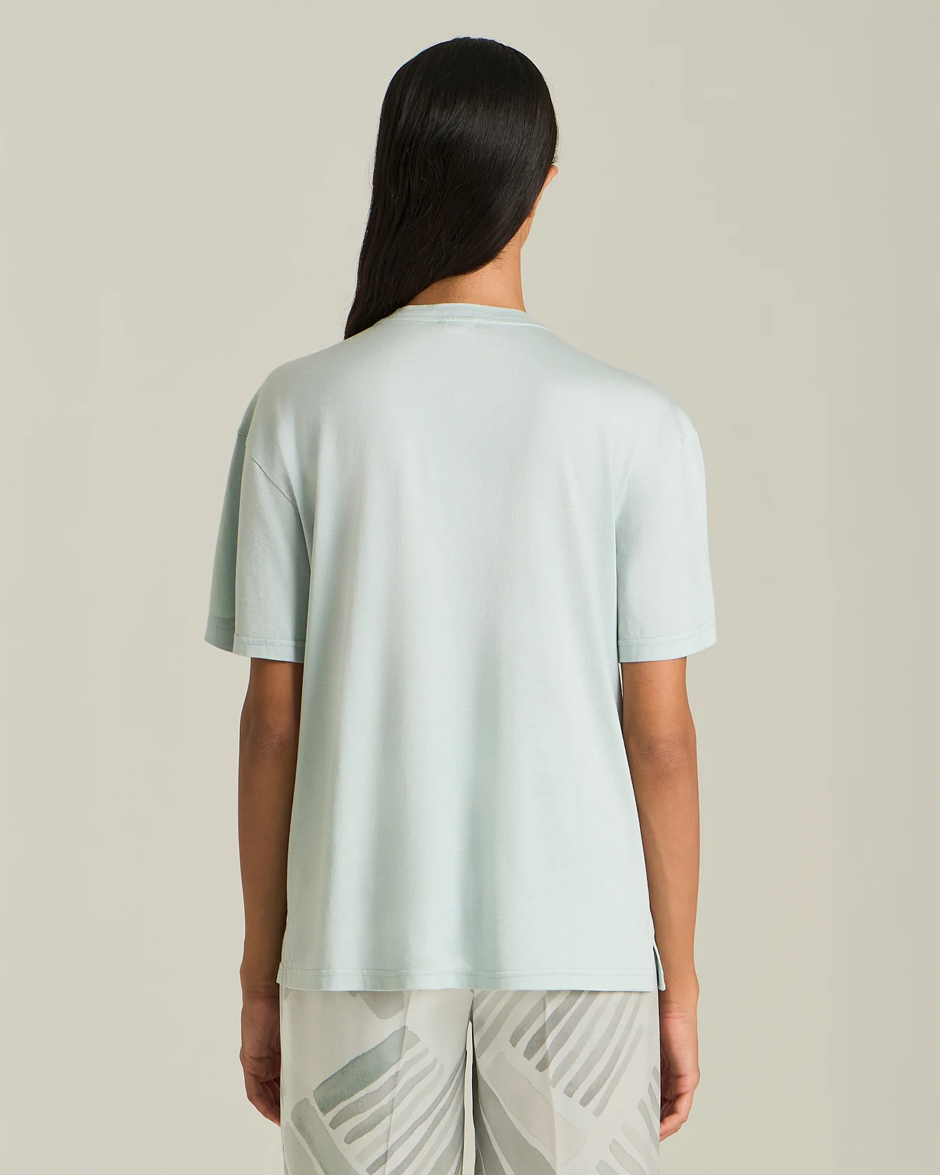SILK AND COTTON T-SHIRT WITH BREAST POCKET - Image 3