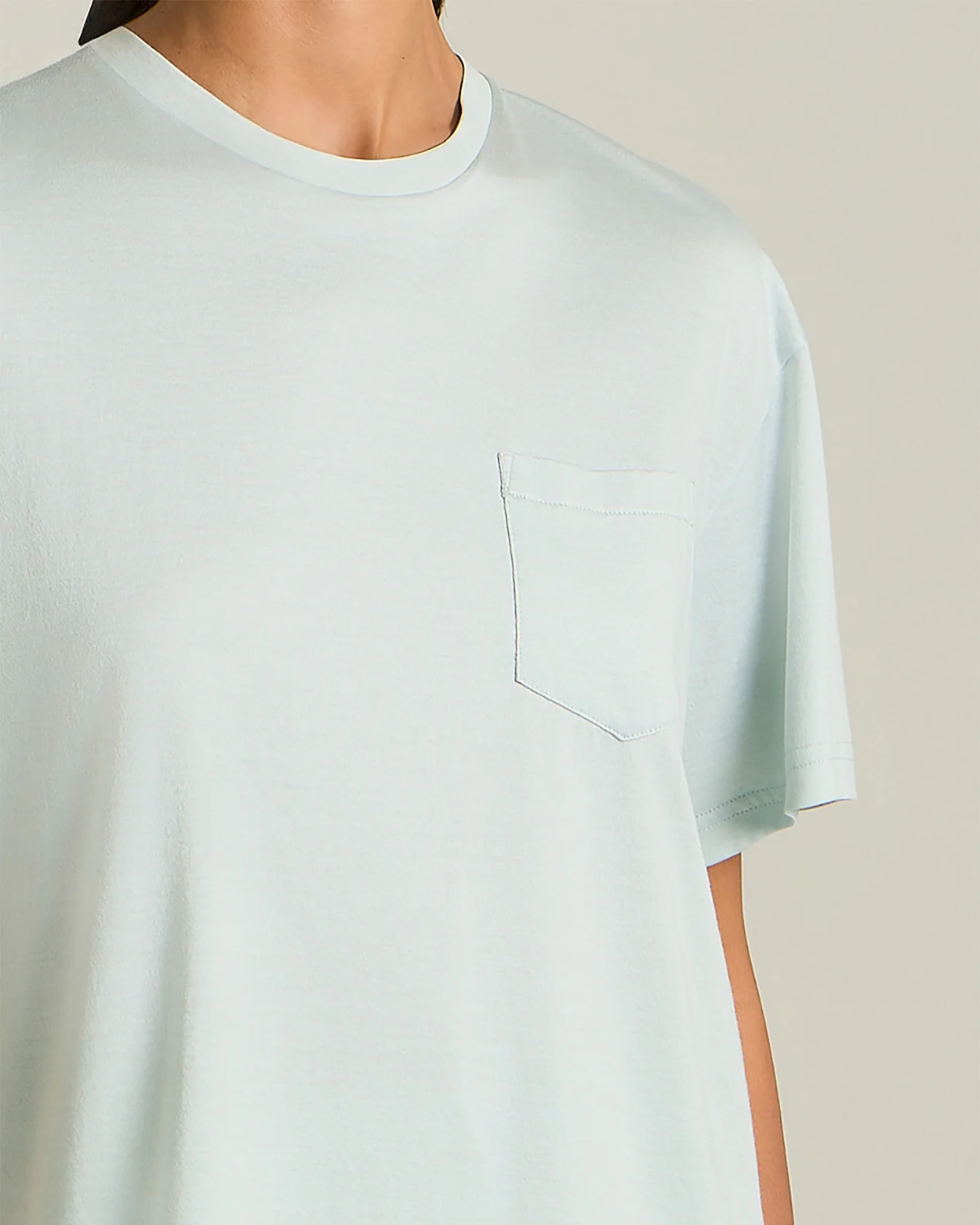 SILK AND COTTON T-SHIRT WITH BREAST POCKET - Image 4