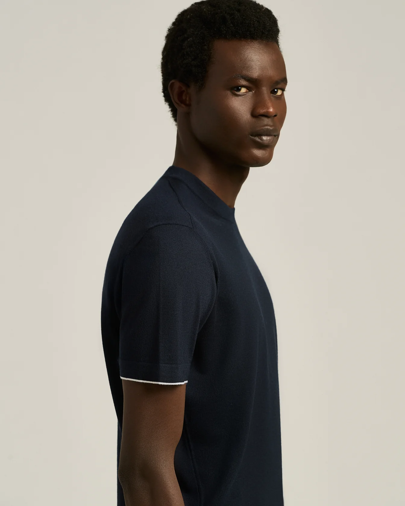 CREW NECK T-SHIRT IN EXTRA-FINE VIRGIN WOOL NAVY - Image 4