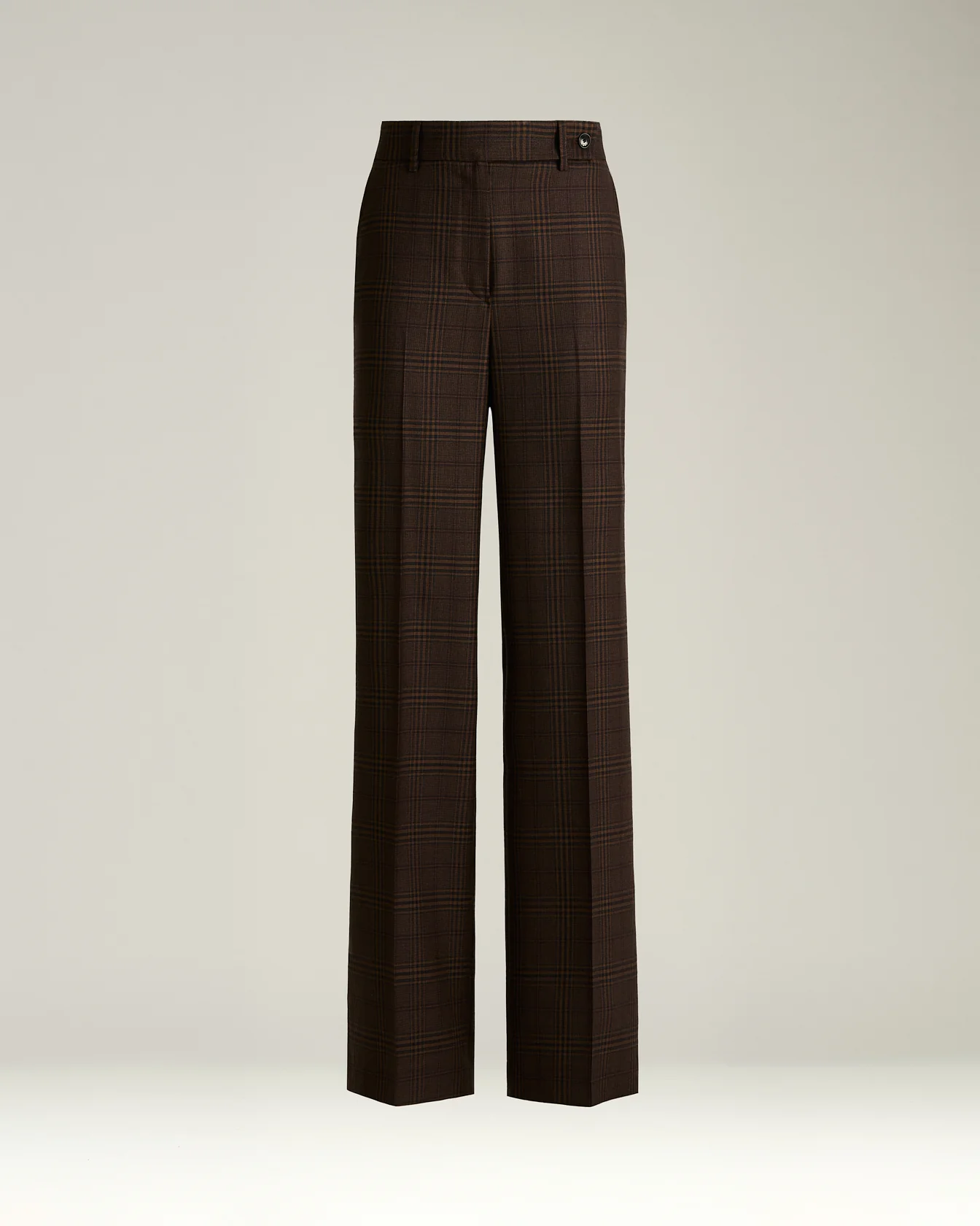 HIGH-WAIST PALAZZO TROUSERS PRINCE OF WALES IN PURE CASHMERE BROWN