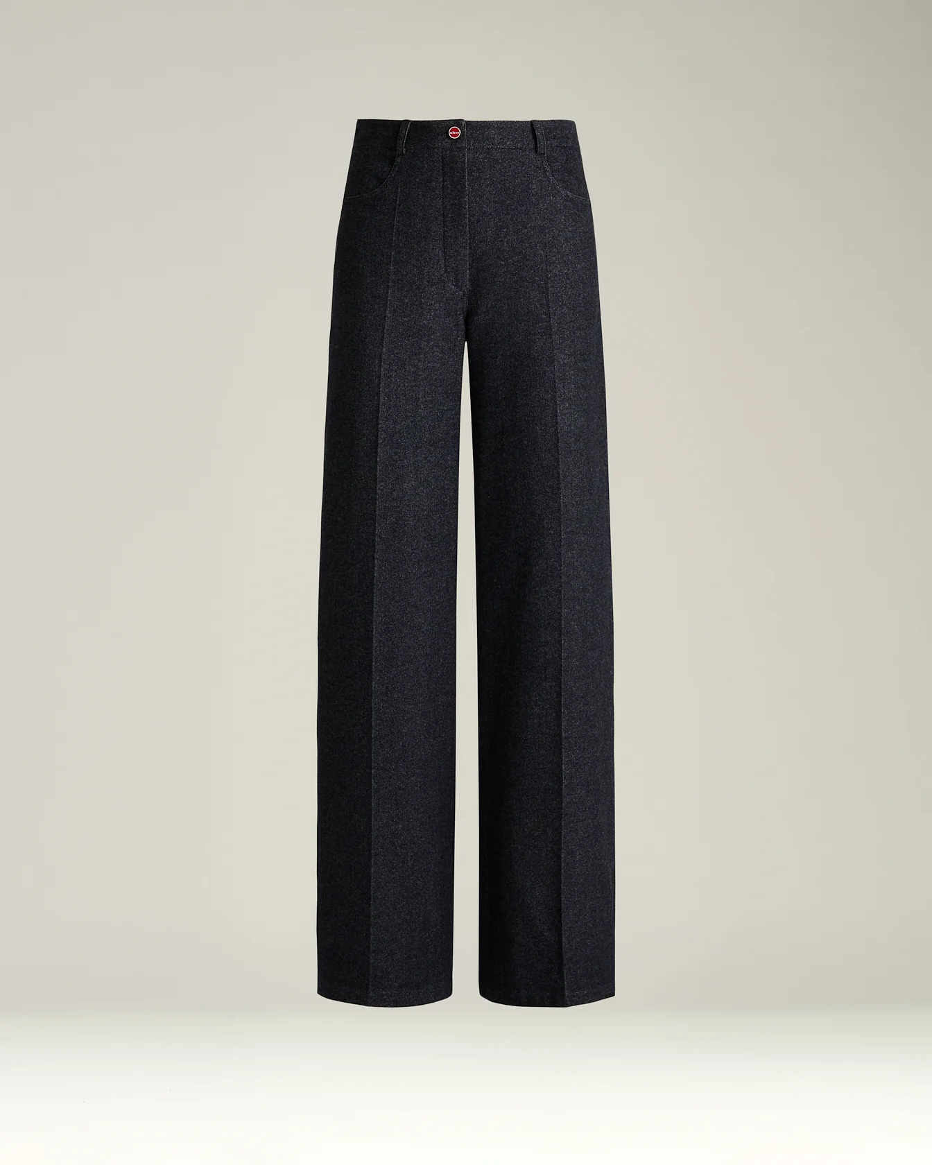 PALAZZO TROUSERS IN CASHMERE AND COTTON NAVY WITH TEXTURE