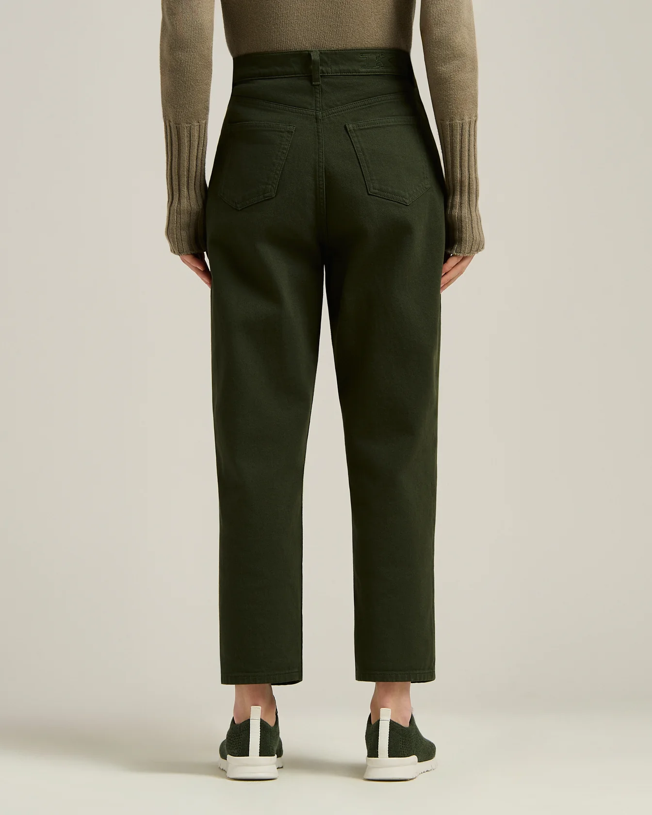 TROUSERS IN STRETCH COTTON DARK GREEN - Image 3