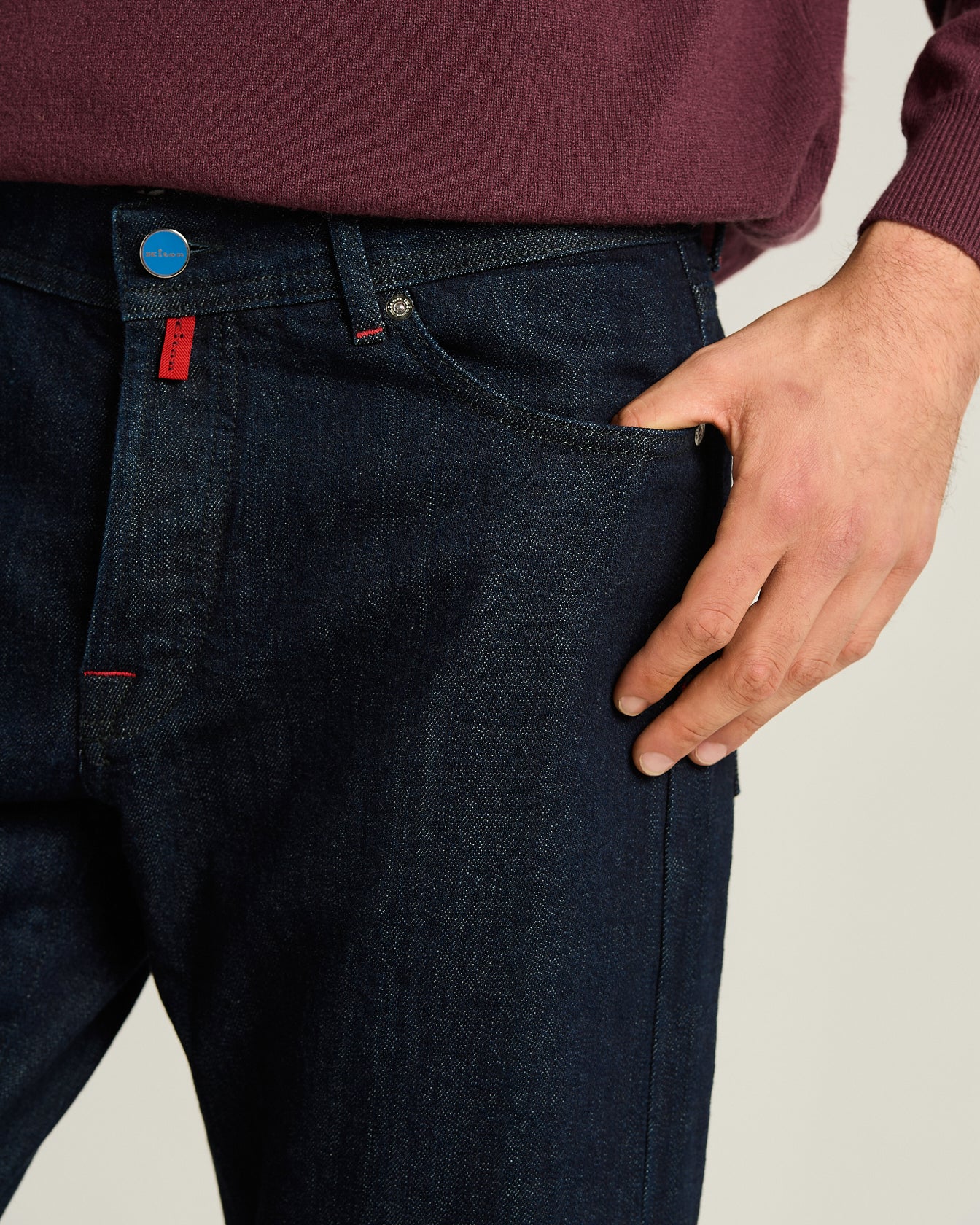 5-POCKET JEANS IN STRETCH COTTON DENIM DARK BLUE - Image 4