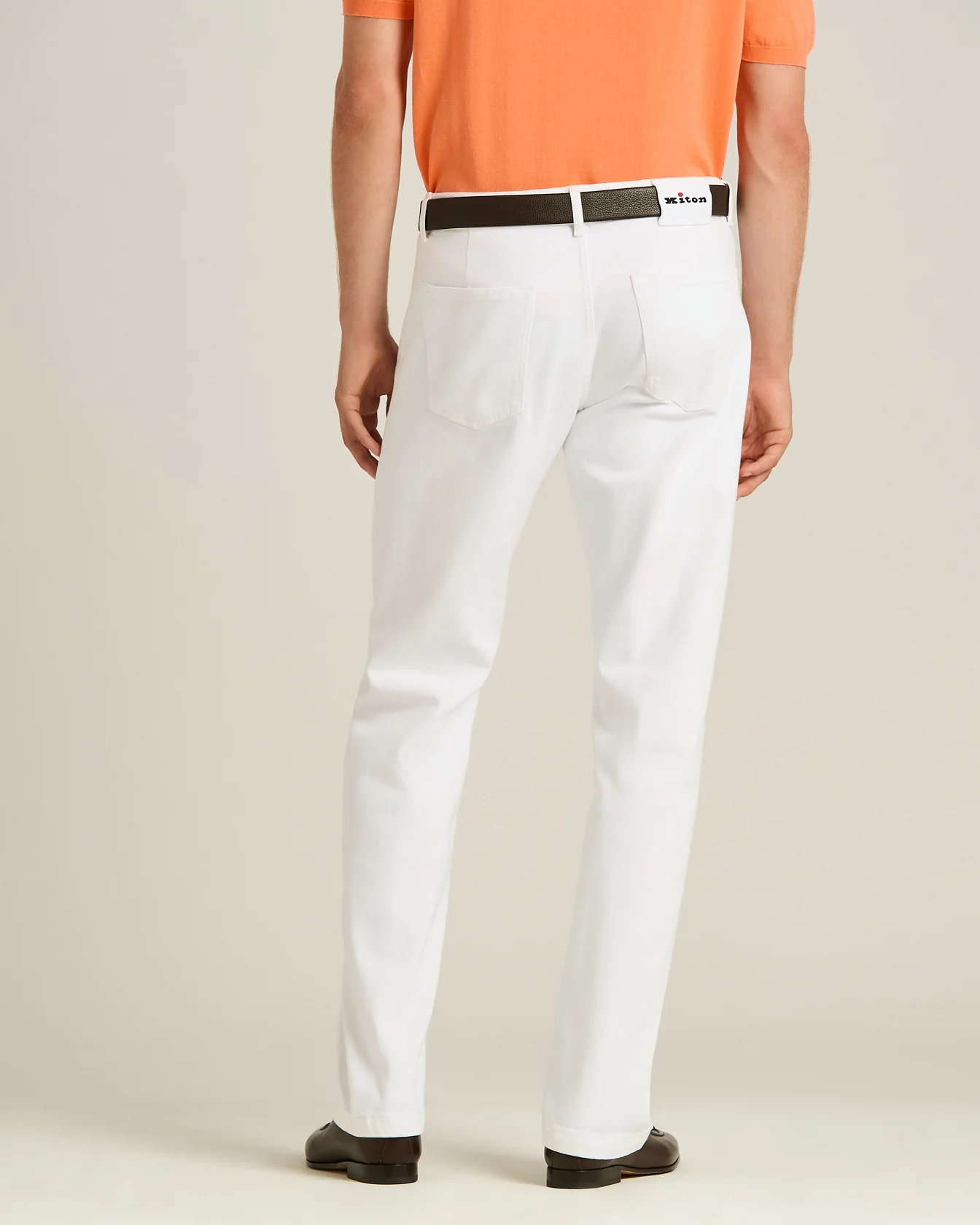 STRETCH COTTON FIVE POCKET TROUSERS IN WHITE - Image 3