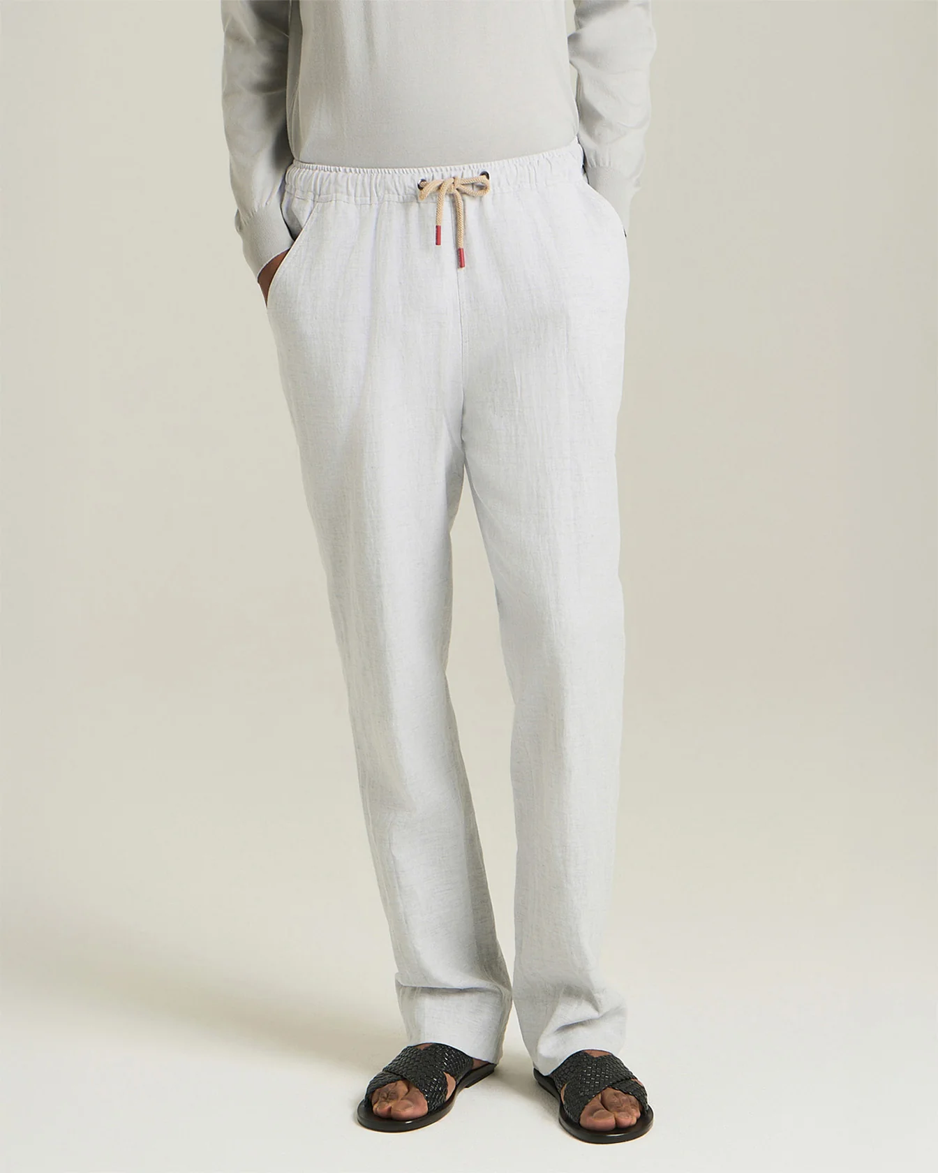COTTON AND LINEN COMFORT-FIT PULL-ON TROUSERS - Image 2