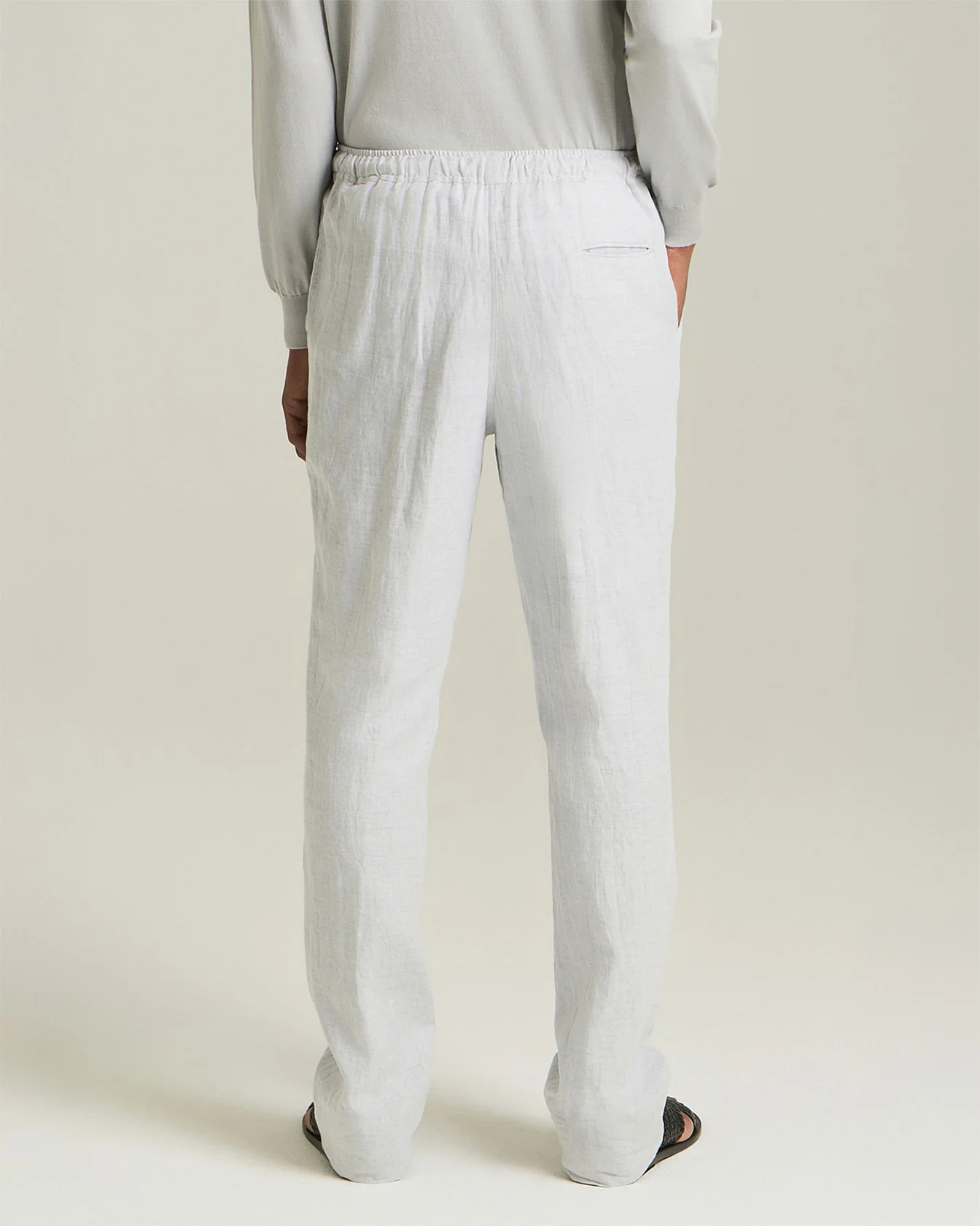 COTTON AND LINEN COMFORT-FIT PULL-ON TROUSERS - Image 3