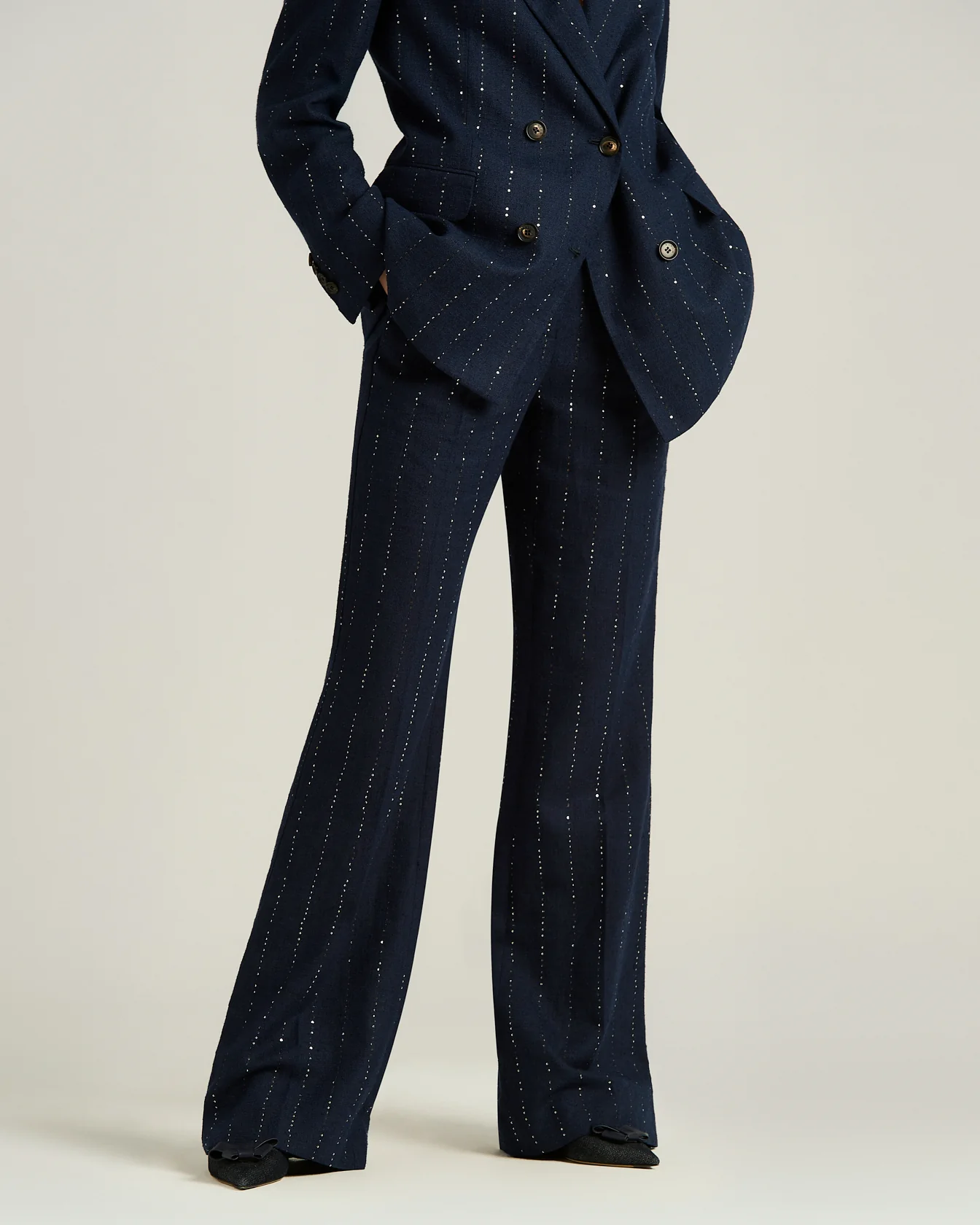 TAILORED LINEN, WOOL AND SILK TROUSERS BLUE - Image 2