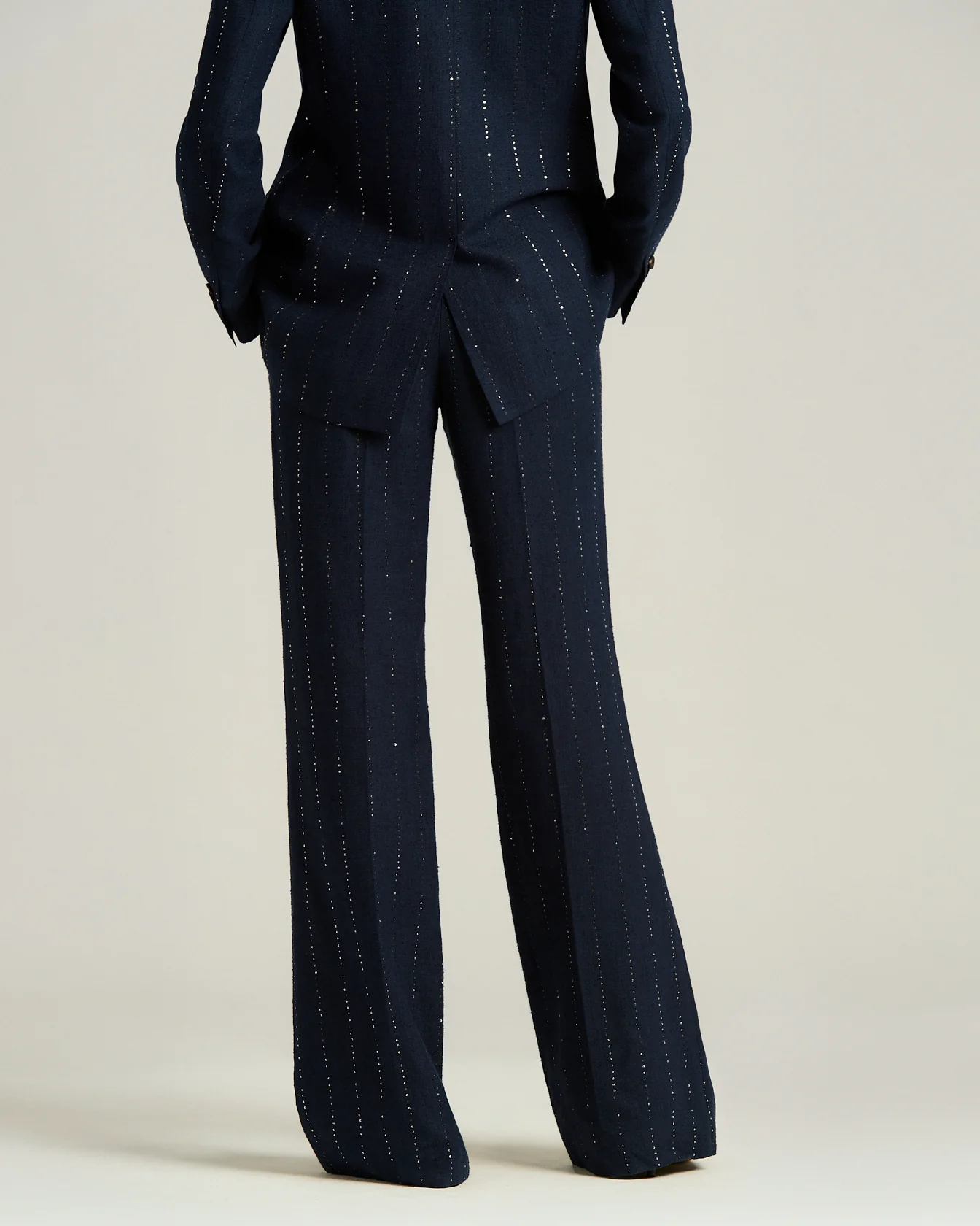 TAILORED LINEN, WOOL AND SILK TROUSERS BLUE - Image 3