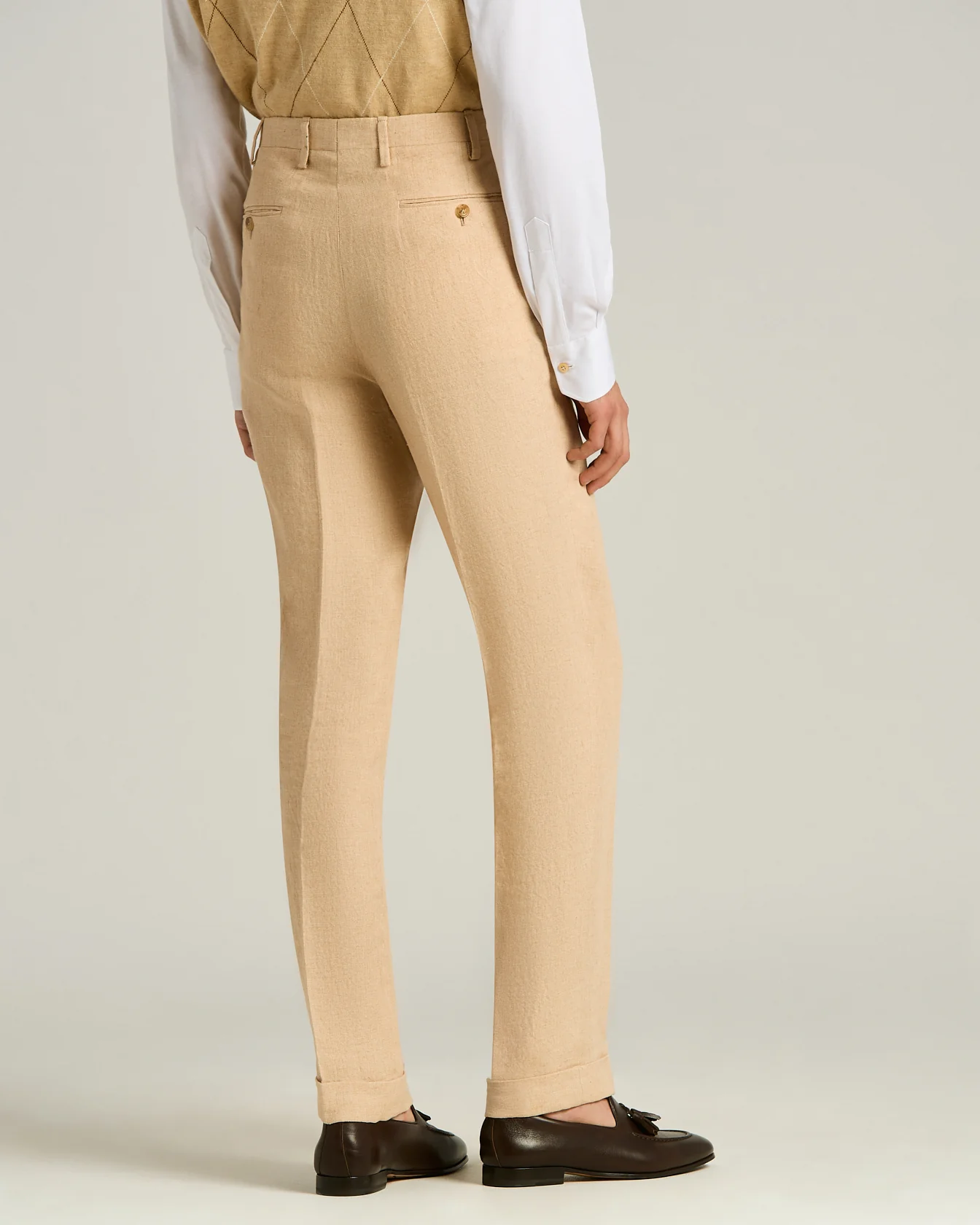 LINEN TROUSERS WITH DARTS IN BEIGE - Image 3