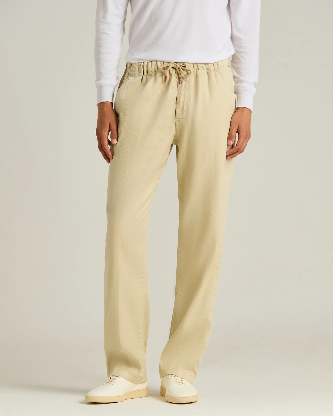 LINEN AND COTTON BLEND BEIGE PANTS - Image 2