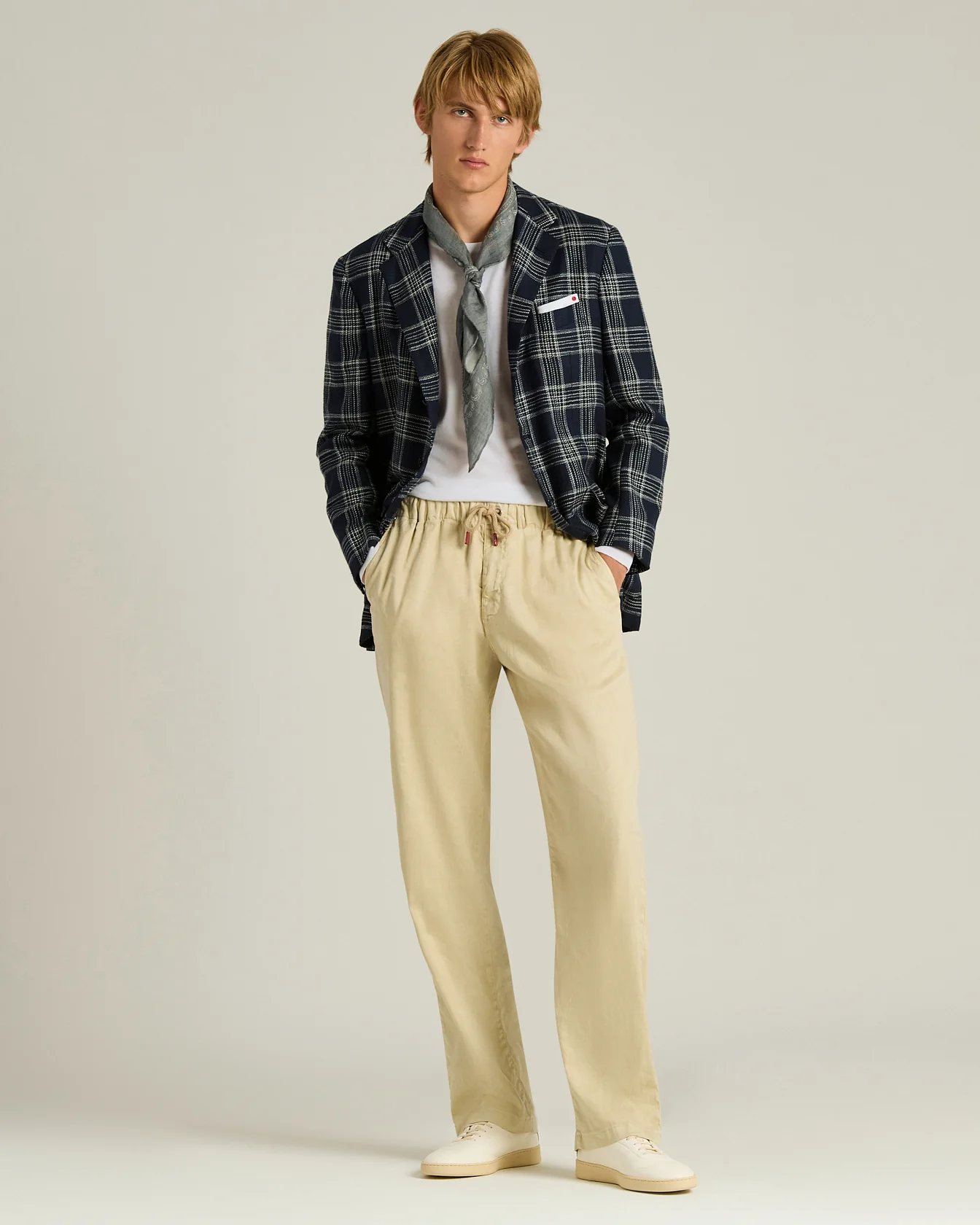 LINEN AND COTTON BLEND BEIGE PANTS - Image 5