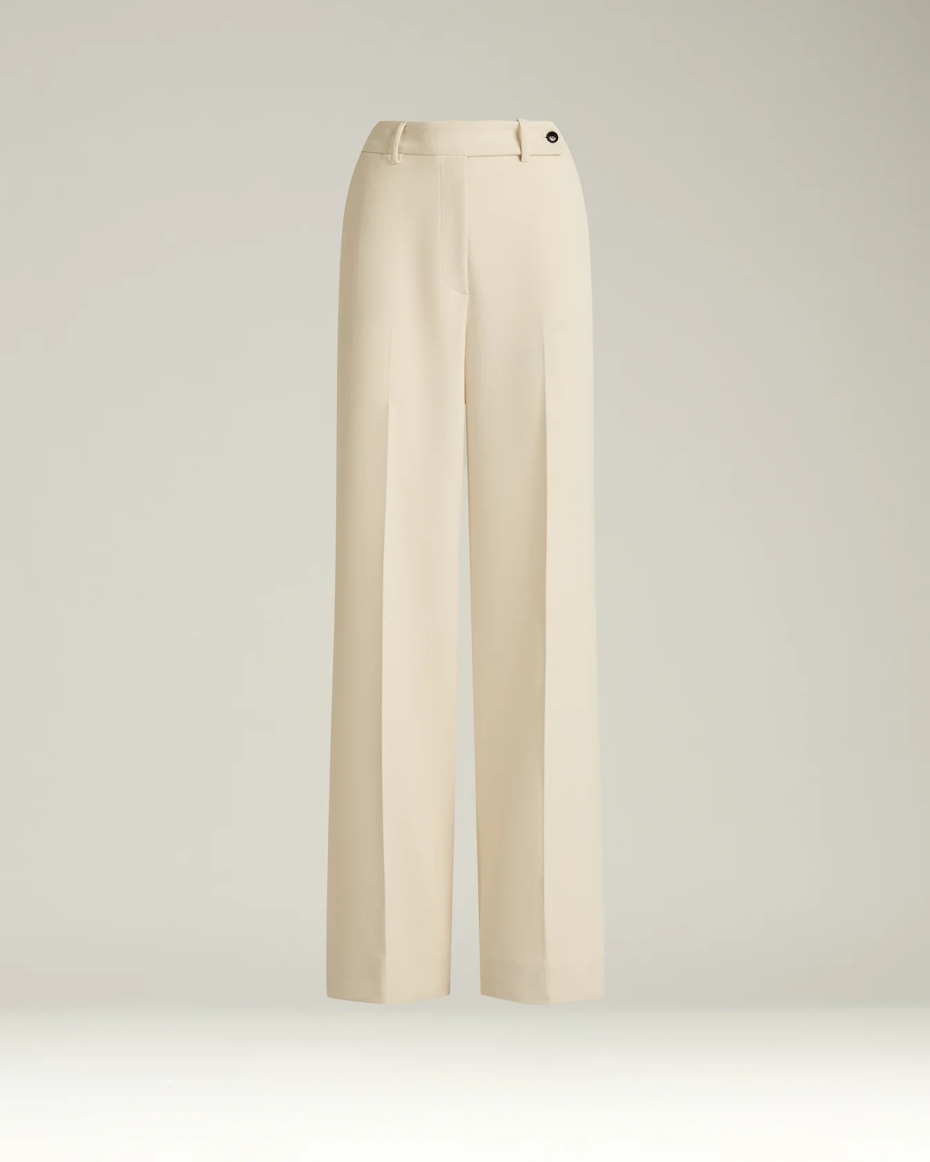 CREAM WHITE WIDE-LEG TROUSERS IN TECHNICAL FABRIC