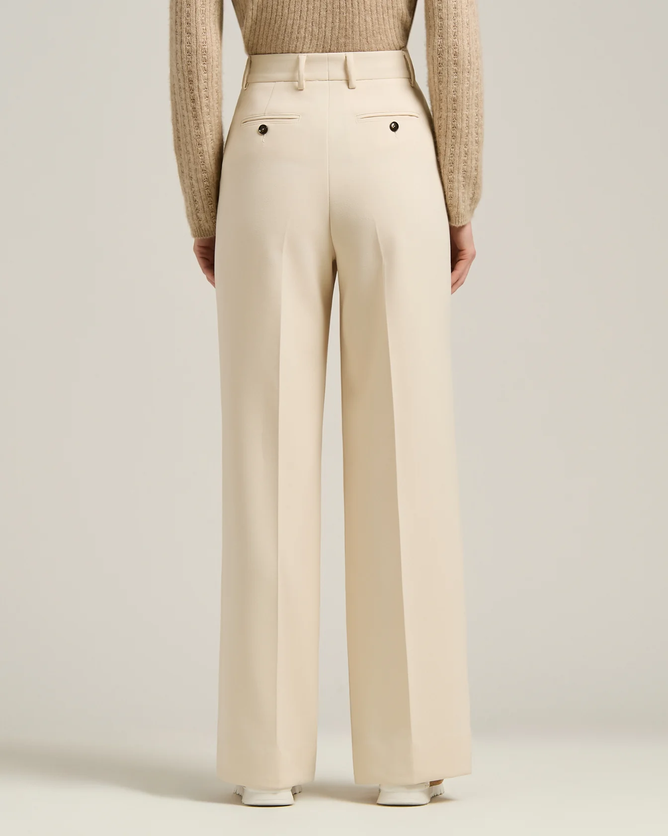 CREAM WHITE WIDE-LEG TROUSERS IN TECHNICAL FABRIC - Image 3