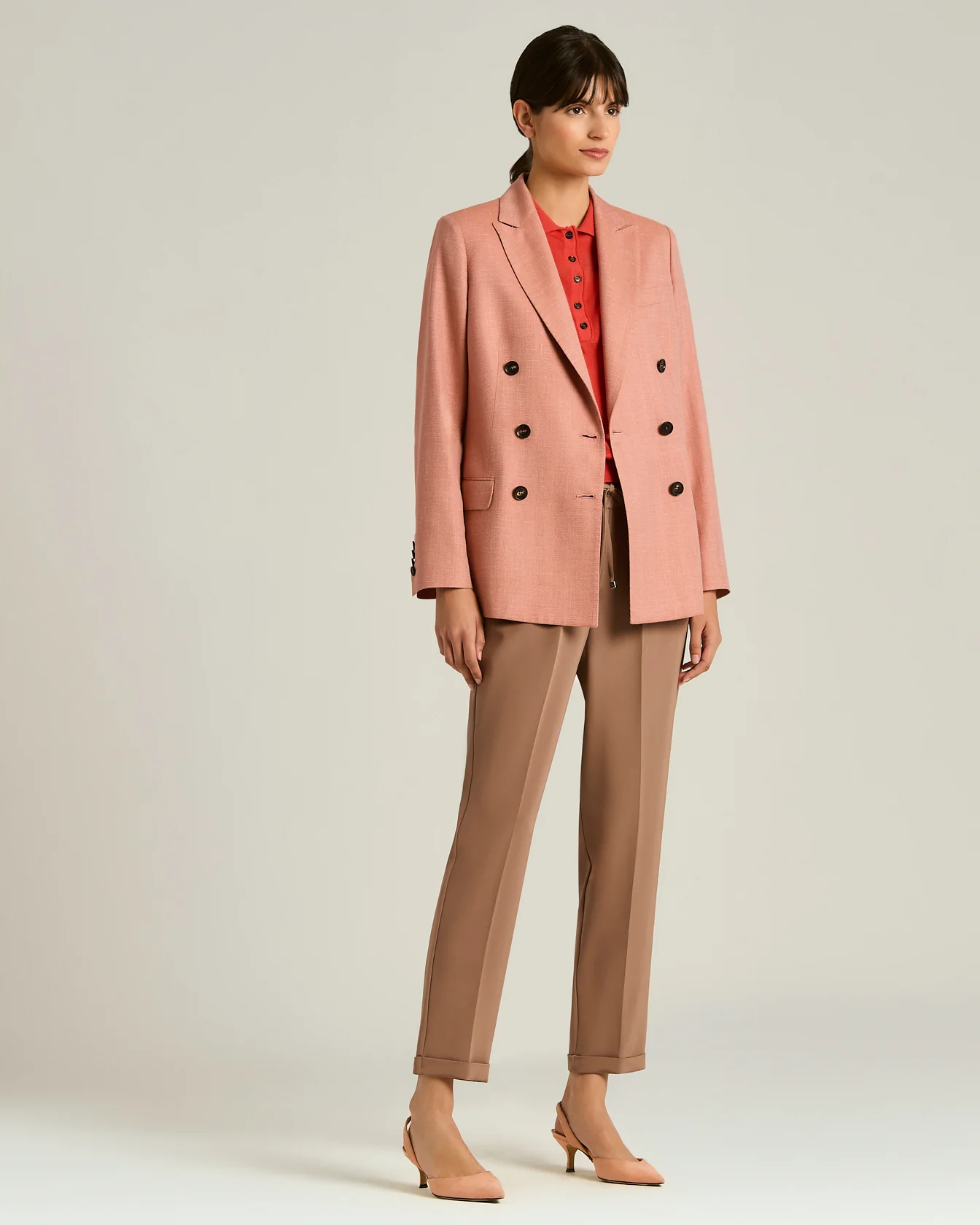 BROWN SILK TROUSERS WITH ELASTICATED WAIST - Image 5