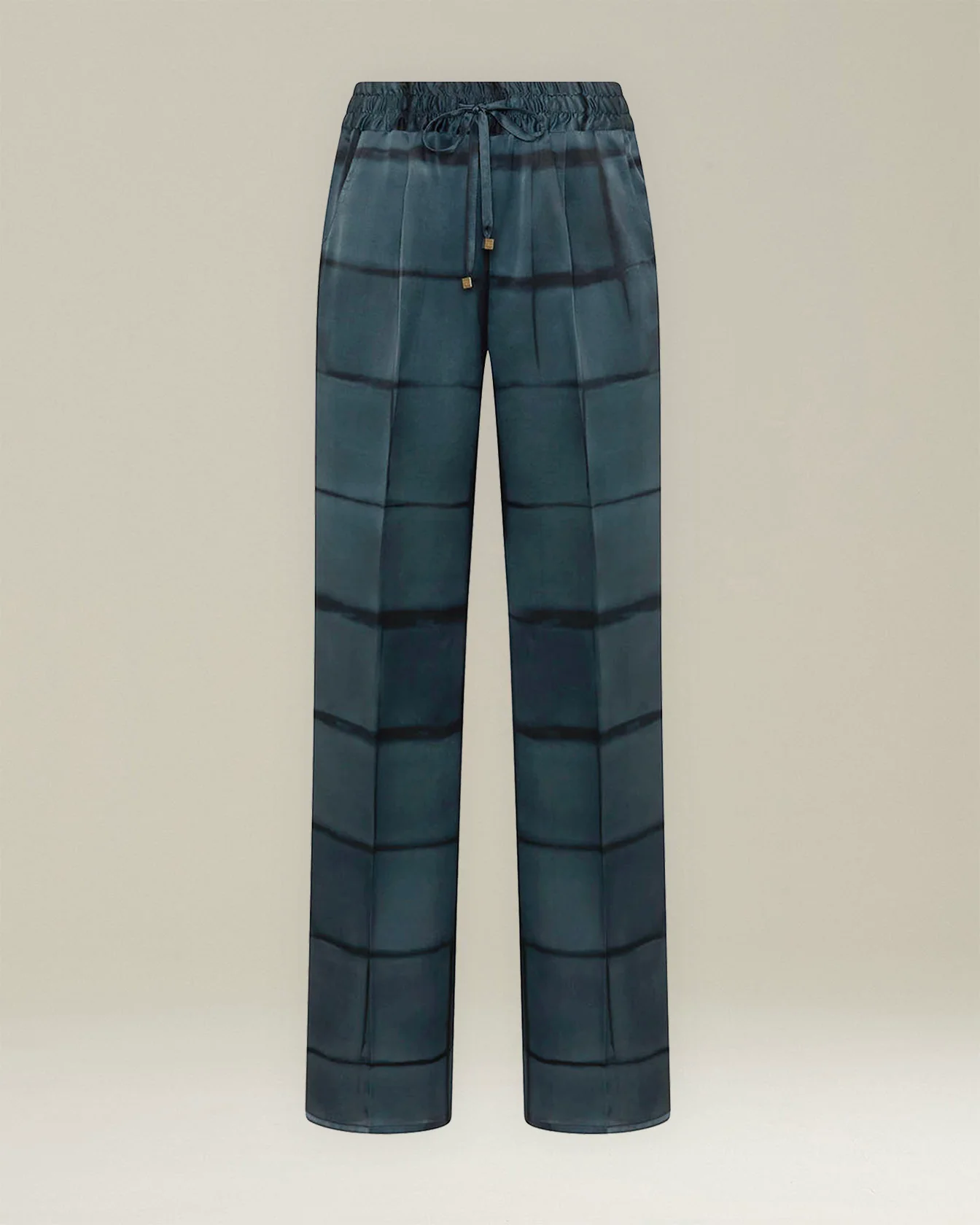 PRINTED SILK DRAWSTRING TROUSERS