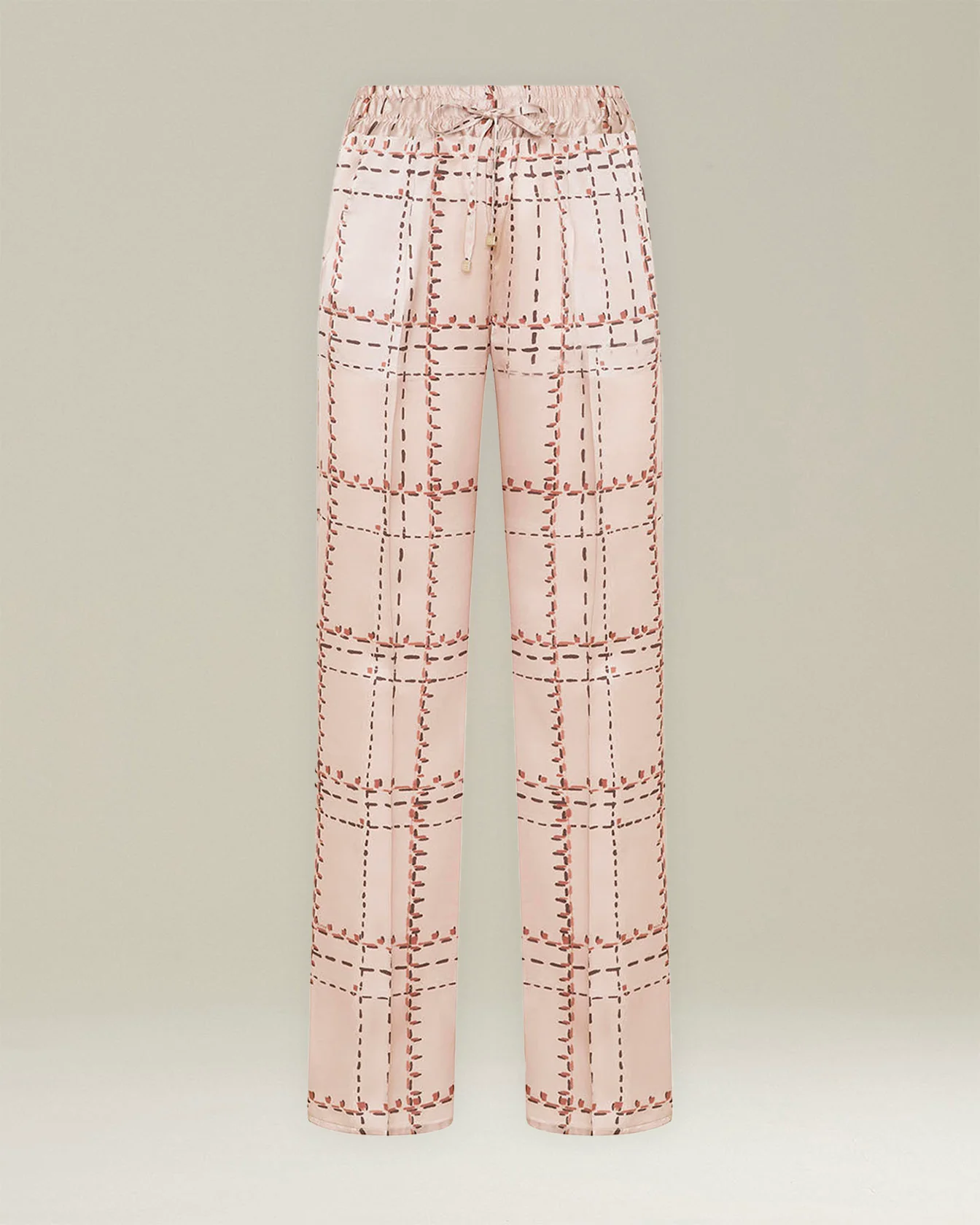 PRINTED SILK DRAWSTRING TROUSERS