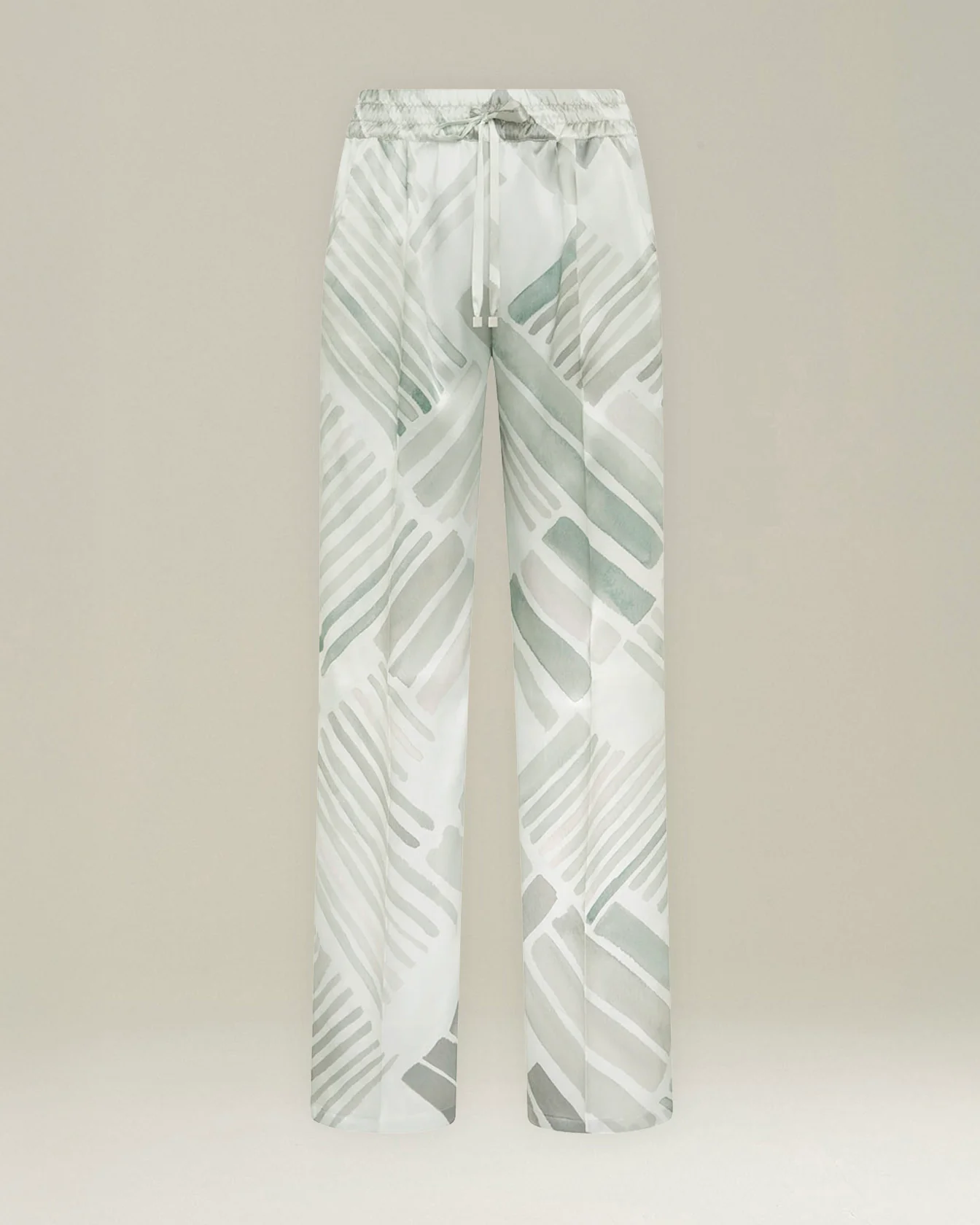 SILK TROUSERS WITH ETHNIC BRUSH PATTERN