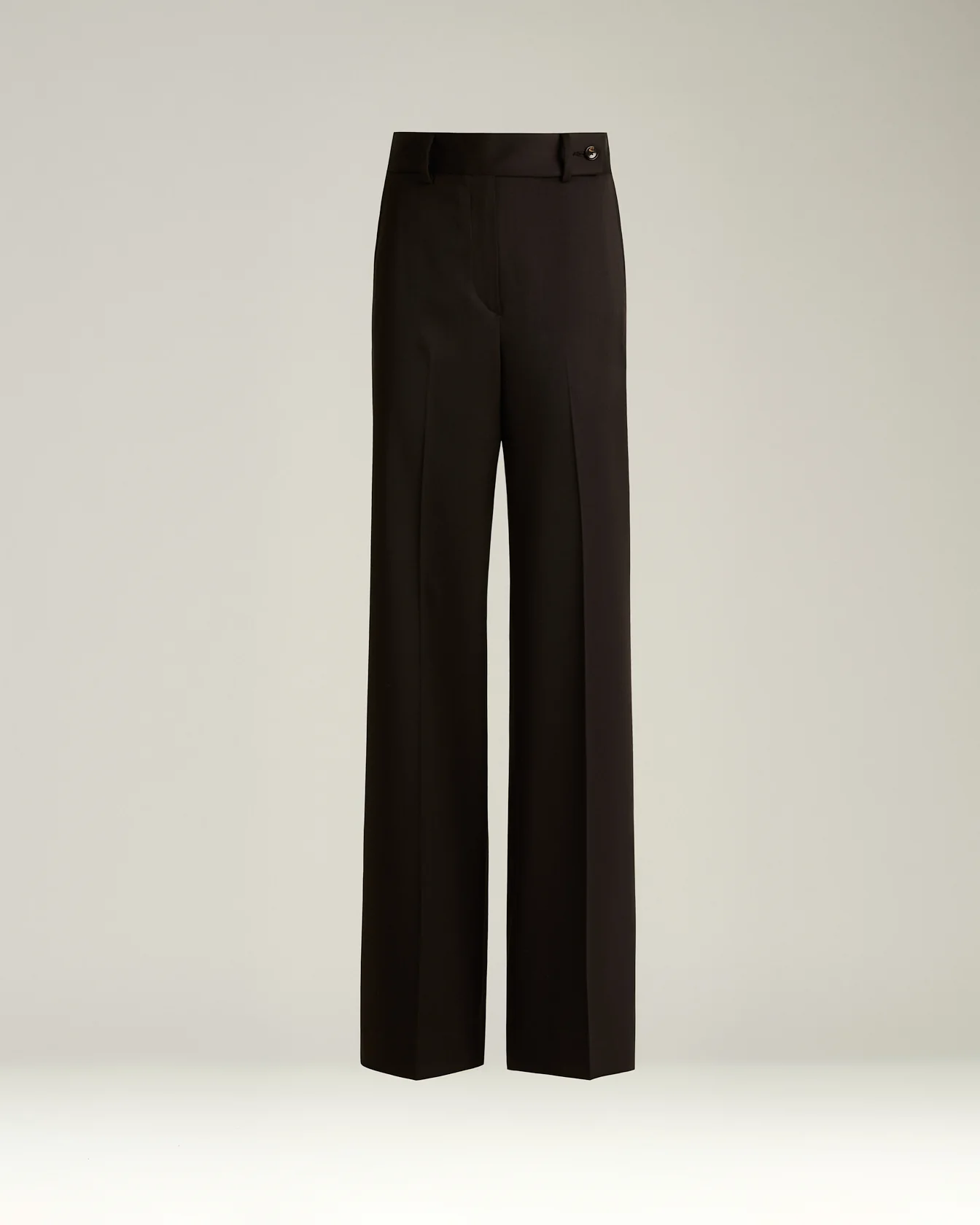 HIGH-WAIST PALAZZO TROUSERS IN STRETCH VIRGIN WOOL DARK BROWN