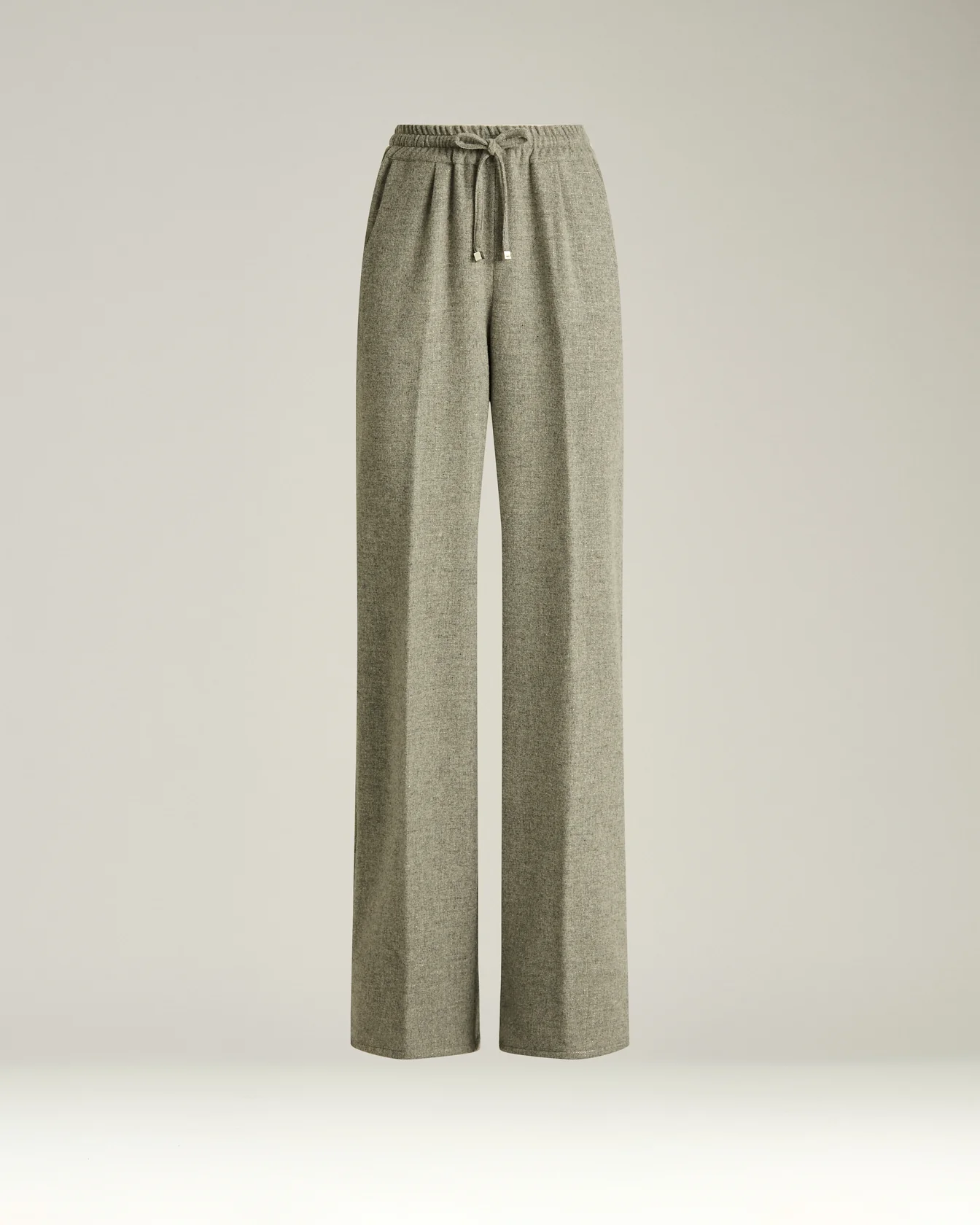 GRAY CASHMERE AND WOOL-BLEND WIDE-LEG TROUSERS WITH ELASTIC WAIST