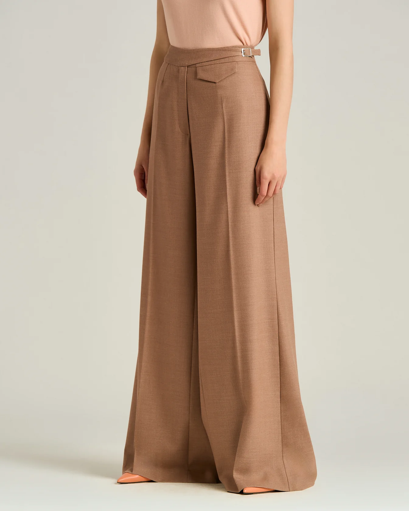 TAILORED WOOL AND SILK TROUSERS ANTIQUE PINK - Image 2
