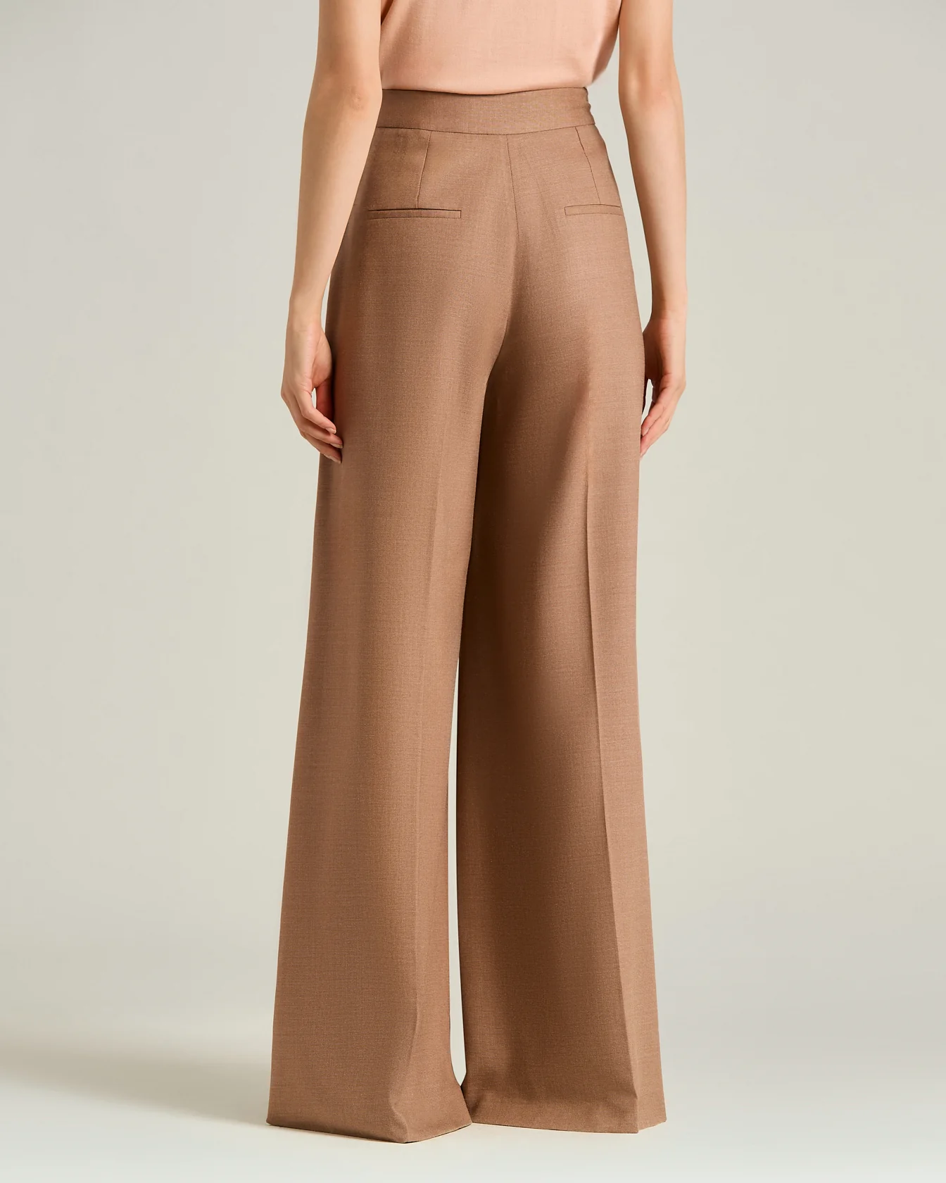 TAILORED WOOL AND SILK TROUSERS ANTIQUE PINK - Image 3
