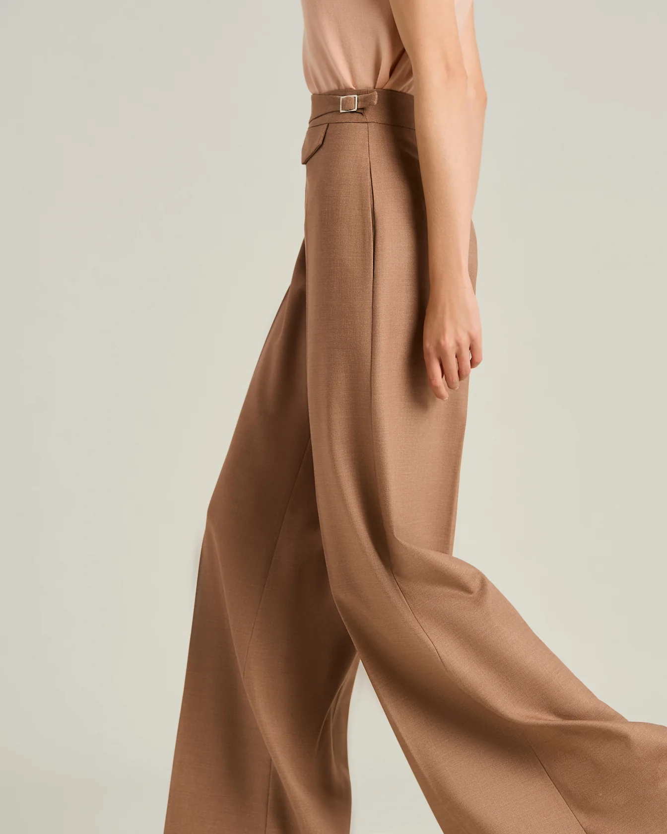 TAILORED WOOL AND SILK TROUSERS ANTIQUE PINK - Image 5