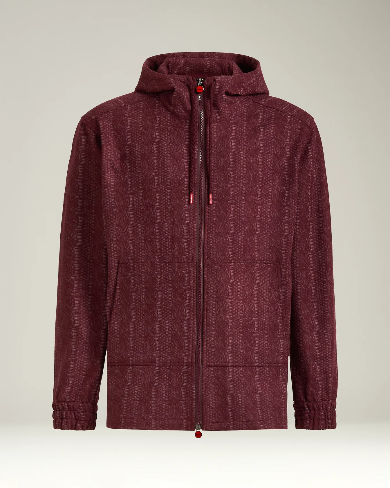 BURGUNDY PINSTRIPE CASHMERE ZIPPED OVERSHIRT